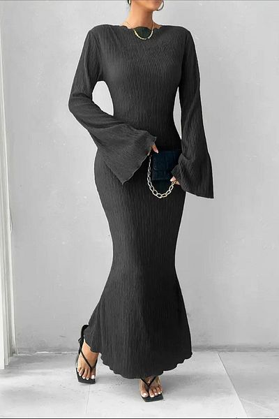 missamour Long Sleeve Crew Neck Filthy Stitched Camisole Women's Dress