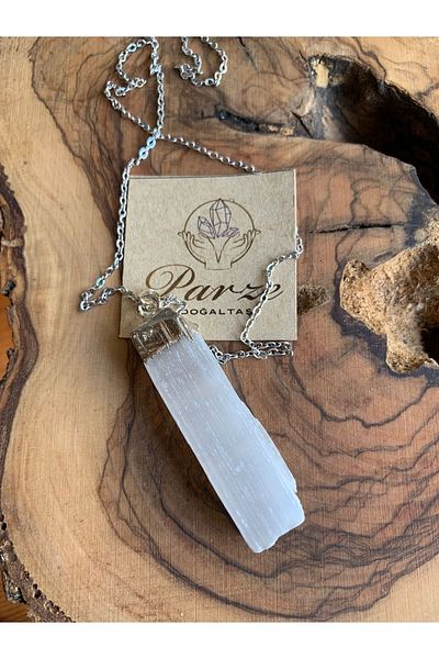 parze doğaltaş Selenite Necklace