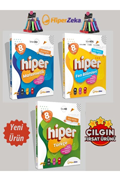 Hiper Zeka Yayınları 2025 8.Sınıf %100 Yeni Müfredat Matematik-Fen-Türkçe Kon...