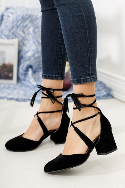 Saltopik Old String Black Low Heeled Shoes