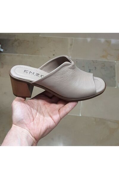 BRGL Women's Inner-Outer Genuine Leather Anatomic Sole Thick Heel Slippers