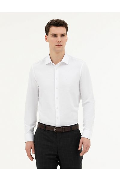 Pierre Cardin ΑΝΔΡΙΚΟ ΑΘΛΗΤΙΚΟ ΠΟΥΚΑΜΙΣΟ SLIMFIT - PİERRE CARDİN G021SZ004.000.1833426 CORAL 013 ΛΕΥΚΟ