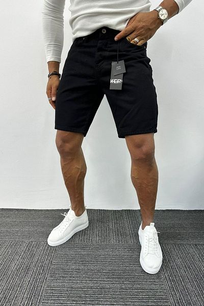 MADZEYMODA Pánské černé džínové šortky Jean