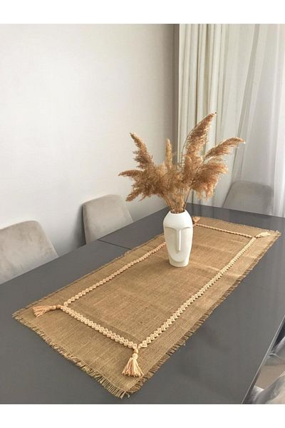 Parla Life Πλεκτό Μοτίβο Υφασμάτινο Runner από γιούτα 40x140 εκ