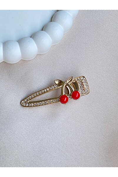TwinsSis Store Kiraz Figürlü Taşlı Pens Yan Toka