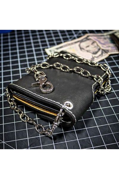 Derici Amca Biker Chain Wallet - Genuine Calf Leather, Custom Made