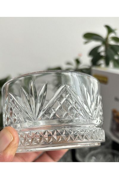 DİBA AVM 6 Pieces Glass Snack Bowl - 235 Cc, Magnolia Pudding Bowl
