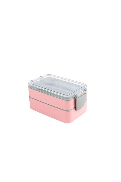 Titiz Plastik Titiz Ap-9477 Fely Two Compartment Lunch Box Set - Pink