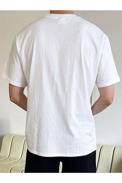 Pink Sky Men's Oversize T-shirt - Regular Printed, Loose Boyfirend