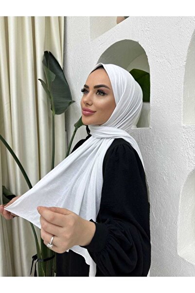 Lidya Şal Λευκό βαμβακερό χτενισμένο σάλι από βισκόζη