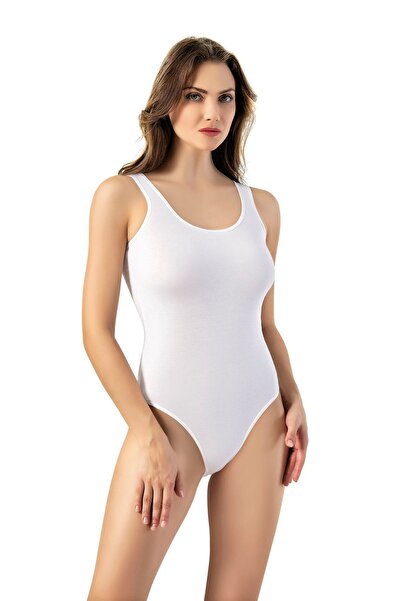 KOTA Γυναικείο λευκό φορμάκι με φαρδύ λουράκι και κουμπωτό κορμάκι 6002