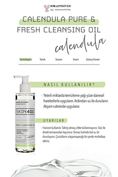 Skin401 Kalendula Saf & Tazeleyici Cilt Temizleme Yağı 200 ml