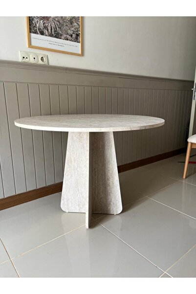 Seyvey Dizayn TRAVERTEN GÖRÜNÜMLÜ MDFLAM  MASA YEMEK MASASI MUTFAK MASASI ÇALIŞMA MASASI BALKON MASASI MDFLAM