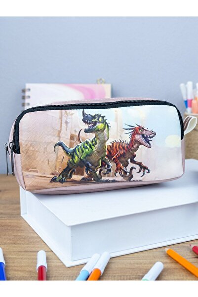 OneSize Jurassic World Themed Vegan Leather Pencil Case - Two Compartments, D...