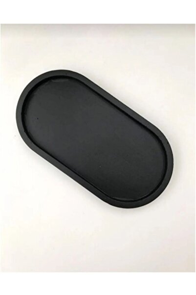 BE HOUSE Siyah Beton Oval Stant Kahve Sunumluk - Çerezlik - Sabunluk - Yağdanlık