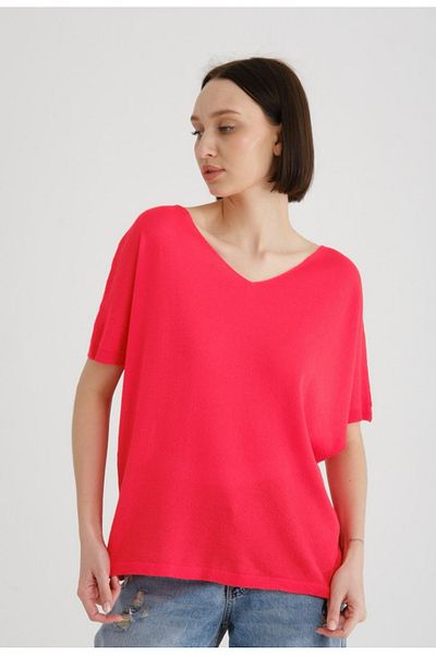 Su Moda Women's Clothing Blouse Young Mother Mercerized Sweater Thin Spring V-Neck Low Sleeve Mercerized Knitted Sweater