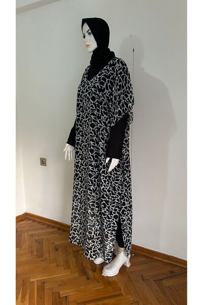 GİZGİYİM Plus Size Chiffon Kaftan - Colorful Patterned Pareo