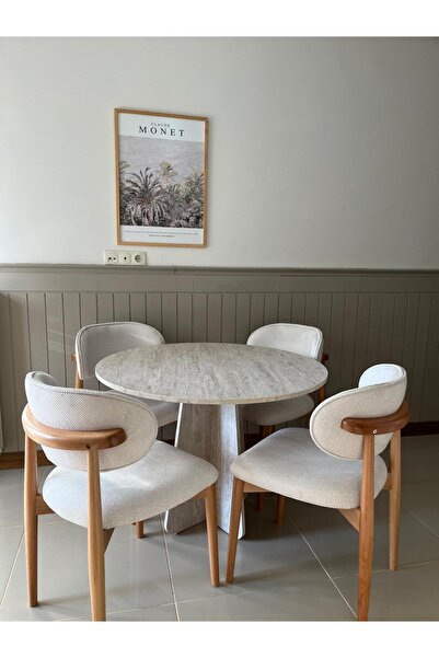 Seyvey Dizayn TRAVERTEN GÖRÜNÜMLÜ MDFLAM  MASA YEMEK MASASI MUTFAK MASASI ÇALIŞMA MASASI BALKON MASASI MDFLAM