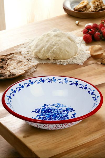 İnci Emaye 8 Liter Enamel Basin and Mixing Bowl - Dough, Fruit Bowl and Dowry Large Bowl