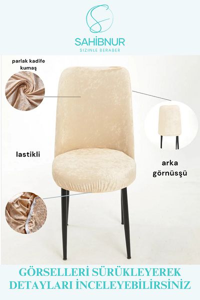 SAHİBNUR Sahibnur Velvet Oval Chair - για 6 ελαστικές και εύκαμπτες θήκες