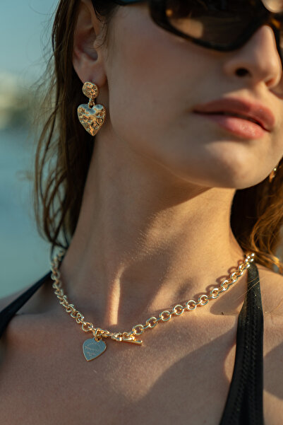 Moonjy Vıp Çelik Gold Kalp Charm'lı Kolye