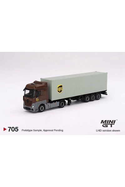 mini gt : 1/64 Mercedes-Benz Actros W/ 40 ft Container " Ups Europe"