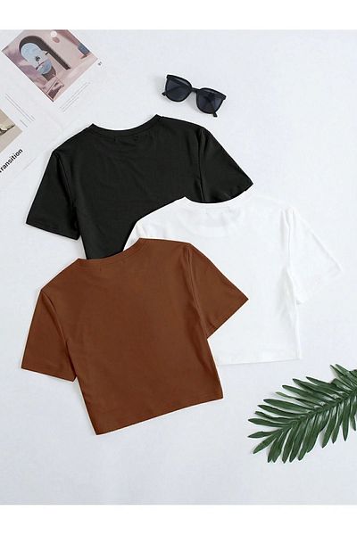 DAXİS Sportwear Company Tricou crop 3 piese pentru femei - DAXİS Sportwear Company