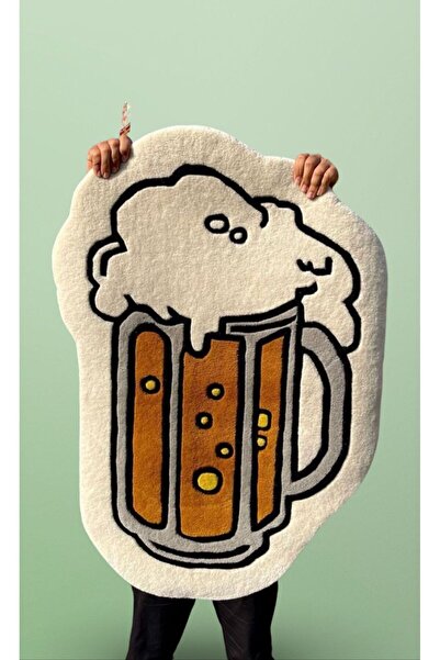 dogaf Bira Bardağı Temalı El Yapımı Hediyelik Dekor Halı