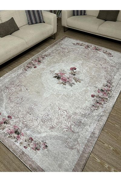 ALLGELSİN 6m2 metri Husa de covor patrata lavabila - 200x300cm, fund elastic, dungi moderne