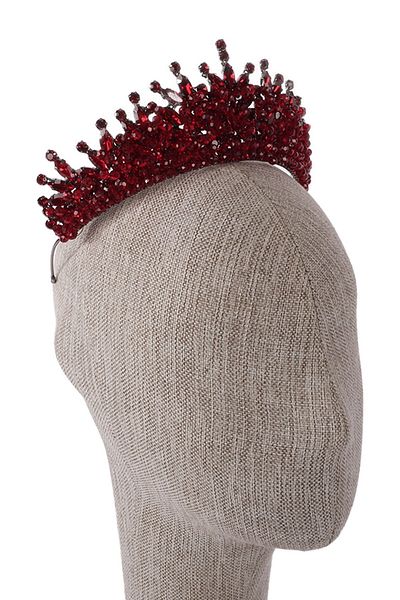 Hayalperest boncuk Burgundy Bridal Henna Wedding Crown - Crystal Stone and Bead Decorated