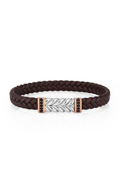Daniel Klein Dkj.4.2178L.2 Braid Detail Brown Men's Bracelet