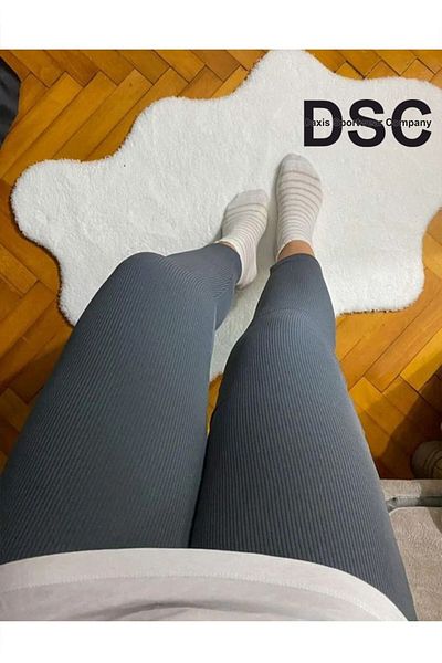 DAXİS Sportwear Company Women's Gray High Waist Seamless Ribbed Leggings