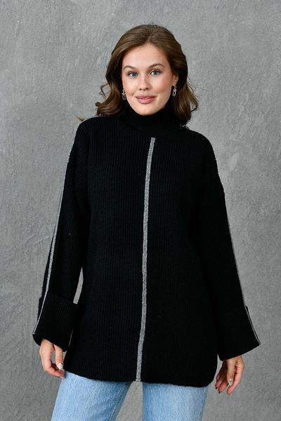 vuvutasarım Pulover de tricotaj supradimensionat cu gât - Detaliu dungi, Femei, Noul sezon 4119