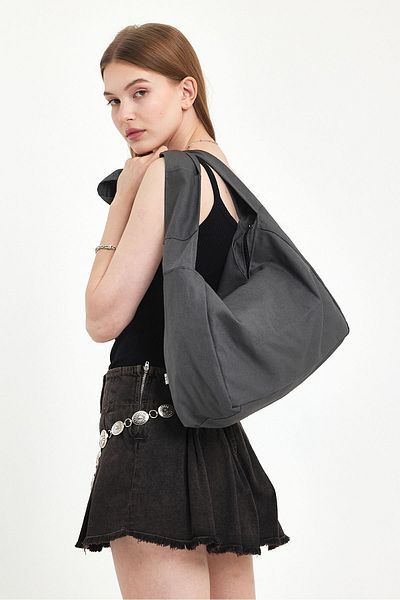 Fluffy Turkey Κλασική πάνινη γκρι έγχρωμη τσάντα The School Bag Crossbody and Shoulder Bag (BOY 27 X EN 35)