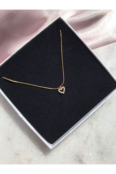 Cheberry Minimal Steel Heart Necklace - Snake Chain