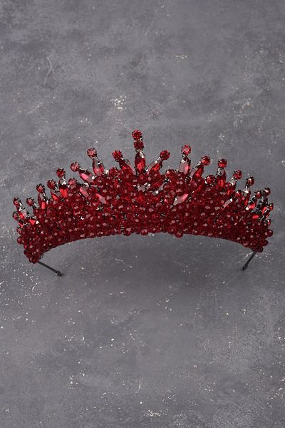 Hayalperest boncuk Burgundy Bridal Henna Wedding Crown - Crystal Stone and Bead Decorated