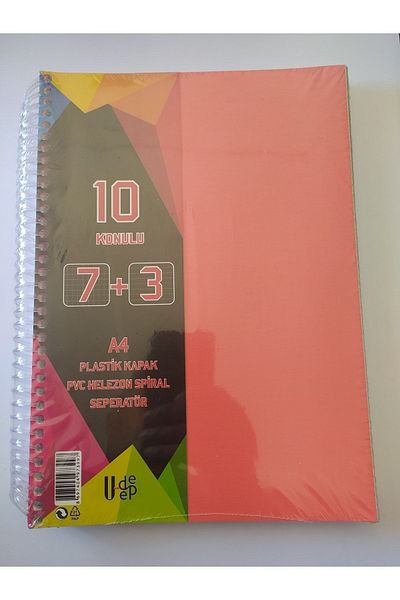 Umut U-deep A4 Large Size 250 Sheets Bookmark Spiral Plastic Cover 7 Squared + 3 Lined Notebook