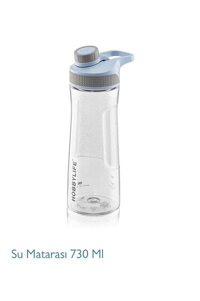 HOBBY LİFE Transparent Sports School Office Water Bottle 730ml Blue Clear
