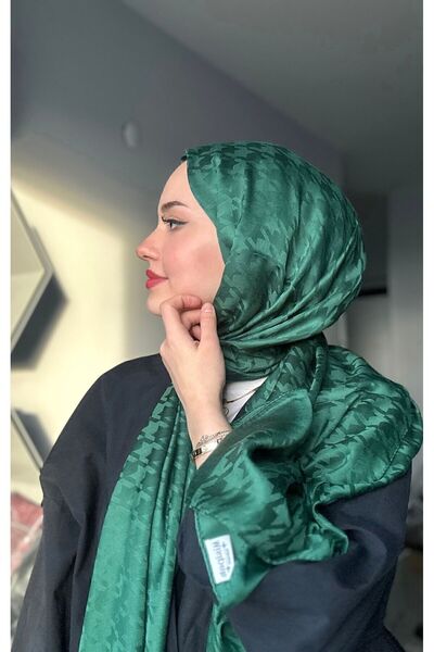 MİS İPEK Emerald Patterned Small Houndstooth Shawl