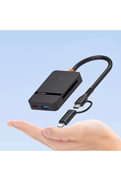 Genel Markalar ADS-315 Lightning + USB-C MS CF TF/SD DHC SDXC Kamera Tak Çalıştır Type C USB 3.0 Data Kart Okuyucu