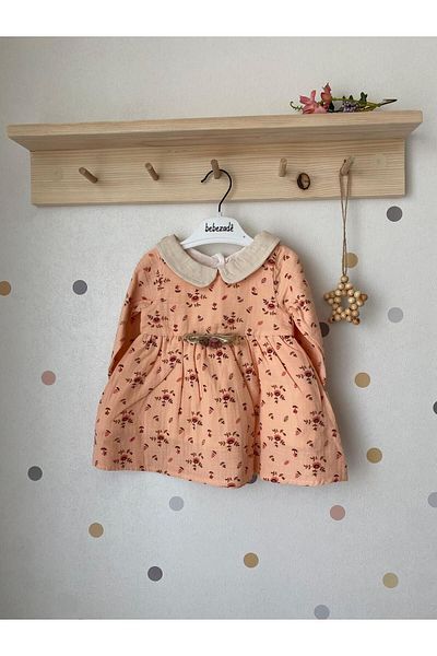 Butik Muslin Fabric Flower Printed Baby Girl Dress