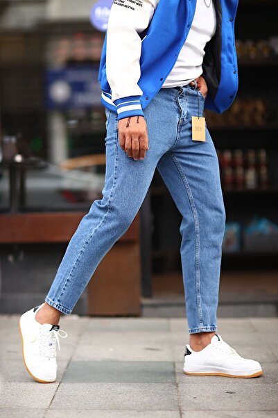 NO61 MAN بنطال جينز Boyfriend ذو لون أزرق عادي مطحون ومريح