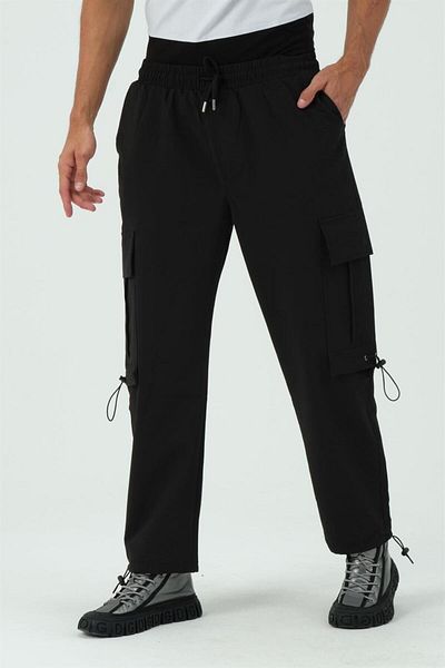 HYPERS Parachute Black Men's Jogger Pants with Cargo Pocket and Stopper
