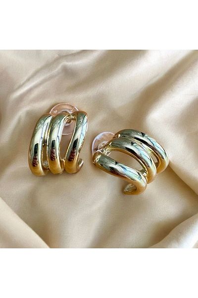 NiAccessory Gold Color Triple Earring Set