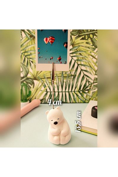 Rota Hediyelik Cute Polar Bear Decorative Note Holder and Photo Holder (1 Piece)