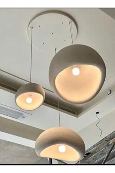 Beton Avize 3 Lü Set 30 cm 40 cm 50 cm Yuvarlak Tepsili