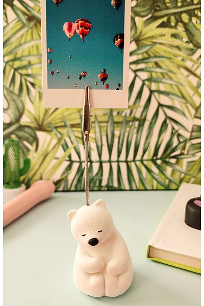Rota Hediyelik Cute Polar Bear Decorative Note Holder and Photo Holder (1 Piece)