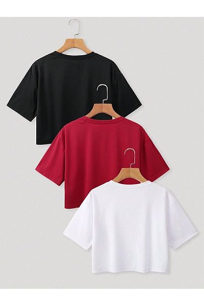 DAXİS Sportwear Company Tricou crop pentru femei din 3 piese - DAXİS Sportwear Company
