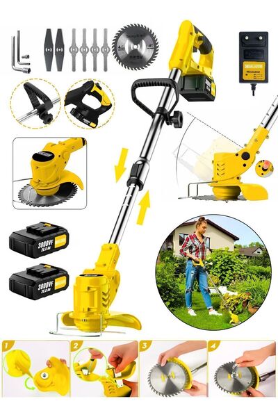 Graizer Alman Trex 2 Akülü 21 V Ot Çim Çalı Diken Biçme Tırpanı Teleskopik Uzatmalı