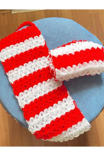 Rapithwin Handmade Knitted Natural Fiber Red (40X16 cm)